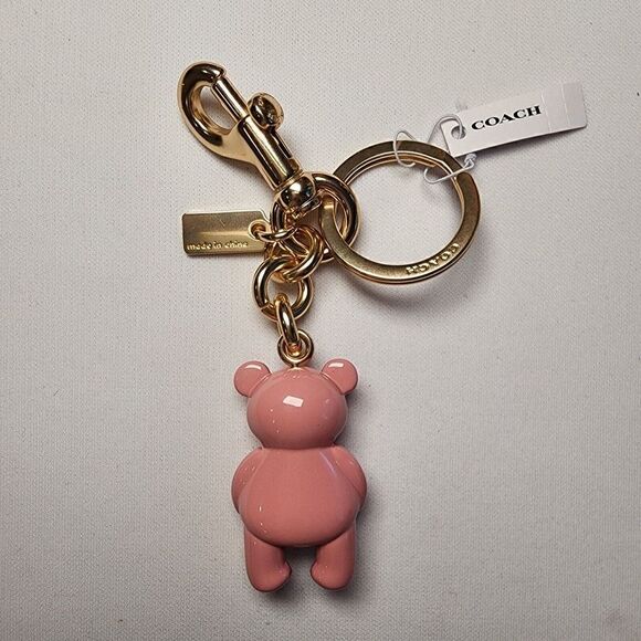 NWT CP890 COACH Bear Bag Charm Pink Enamel - Picture 2 of 2